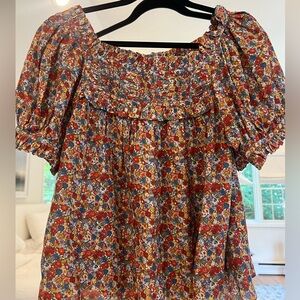Doen muticolored floral peasant blouse size small